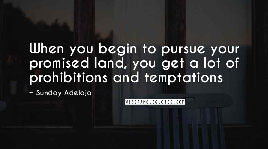 Sunday Adelaja Quotes: When you begin to pursue your promised land, you get a lot of prohibitions and temptations