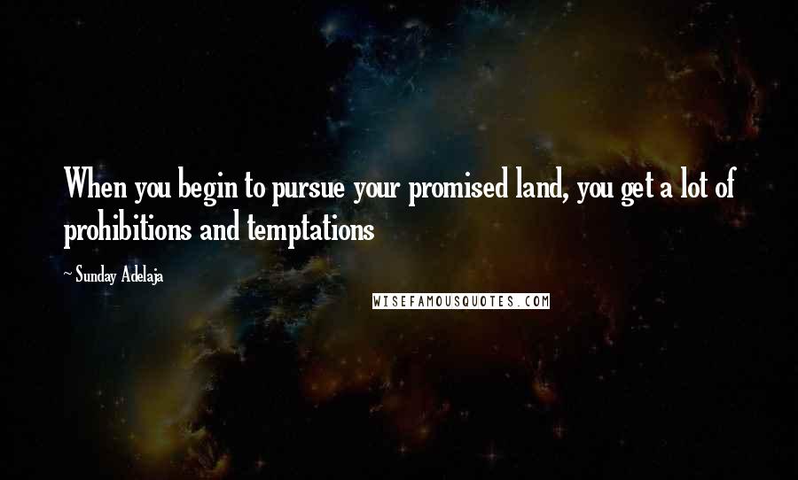 Sunday Adelaja Quotes: When you begin to pursue your promised land, you get a lot of prohibitions and temptations