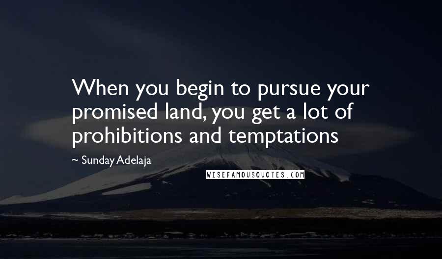 Sunday Adelaja Quotes: When you begin to pursue your promised land, you get a lot of prohibitions and temptations