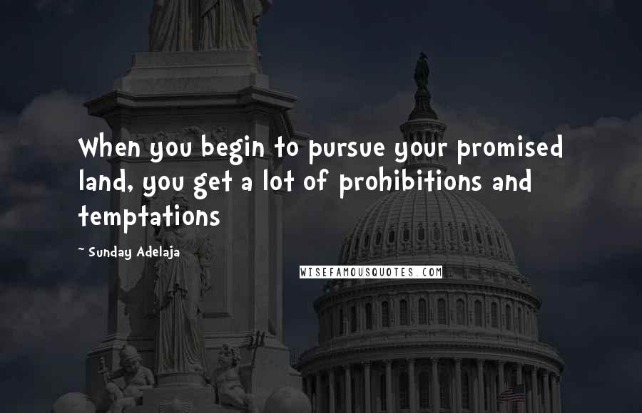 Sunday Adelaja Quotes: When you begin to pursue your promised land, you get a lot of prohibitions and temptations