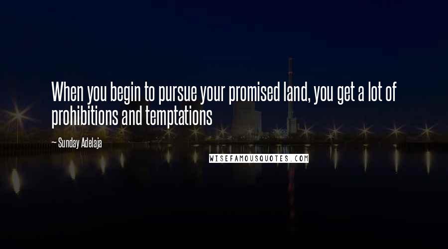 Sunday Adelaja Quotes: When you begin to pursue your promised land, you get a lot of prohibitions and temptations