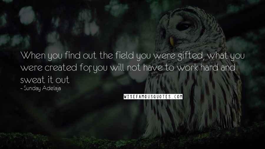 Sunday Adelaja Quotes: When you find out the field you were gifted, what you were created for, you will not have to work hard and sweat it out