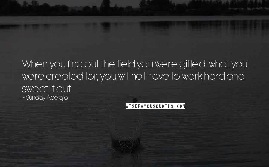 Sunday Adelaja Quotes: When you find out the field you were gifted, what you were created for, you will not have to work hard and sweat it out