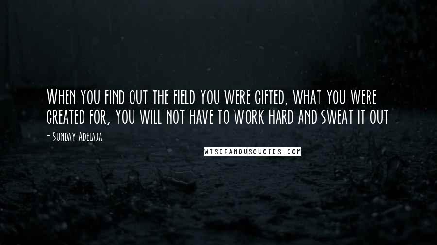 Sunday Adelaja Quotes: When you find out the field you were gifted, what you were created for, you will not have to work hard and sweat it out