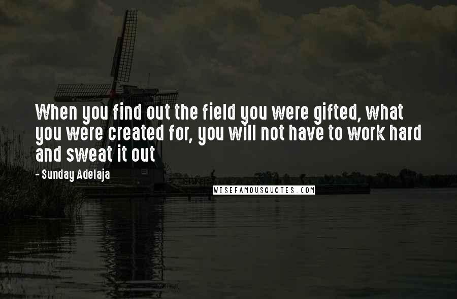 Sunday Adelaja Quotes: When you find out the field you were gifted, what you were created for, you will not have to work hard and sweat it out