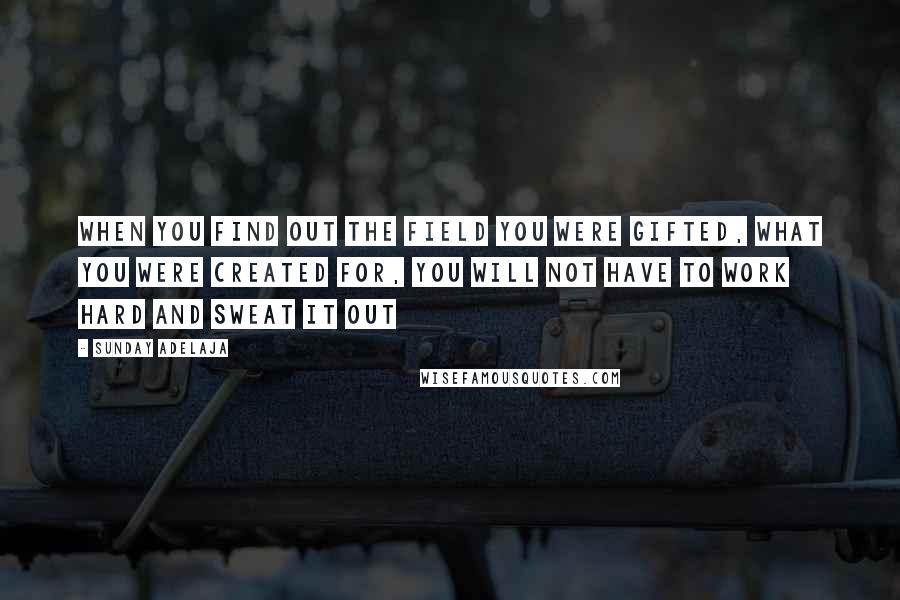 Sunday Adelaja Quotes: When you find out the field you were gifted, what you were created for, you will not have to work hard and sweat it out