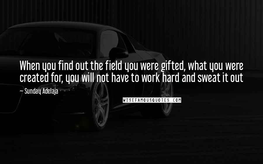 Sunday Adelaja Quotes: When you find out the field you were gifted, what you were created for, you will not have to work hard and sweat it out