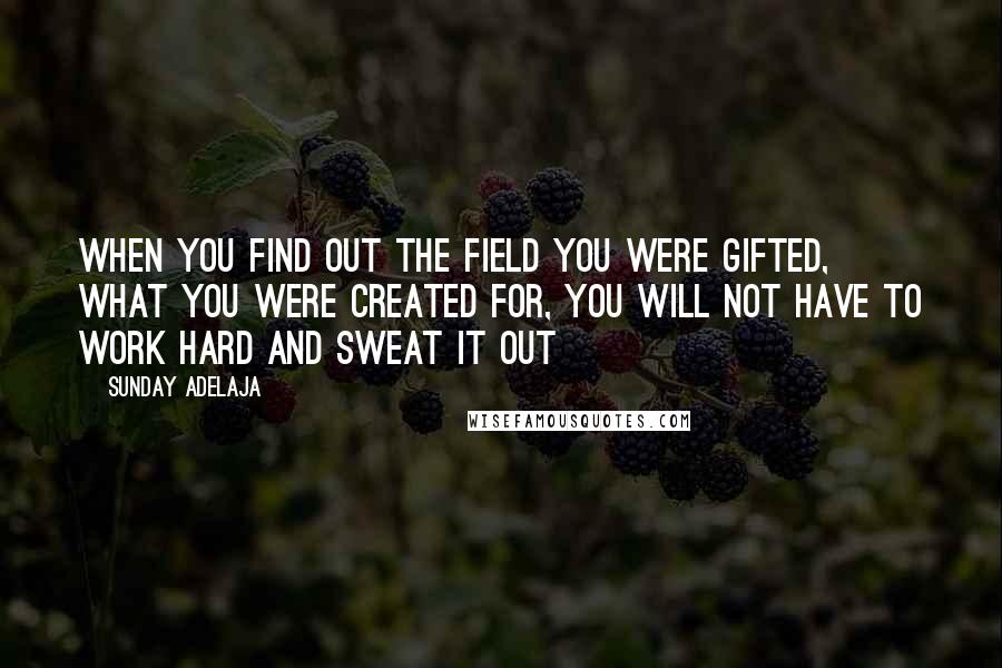 Sunday Adelaja Quotes: When you find out the field you were gifted, what you were created for, you will not have to work hard and sweat it out