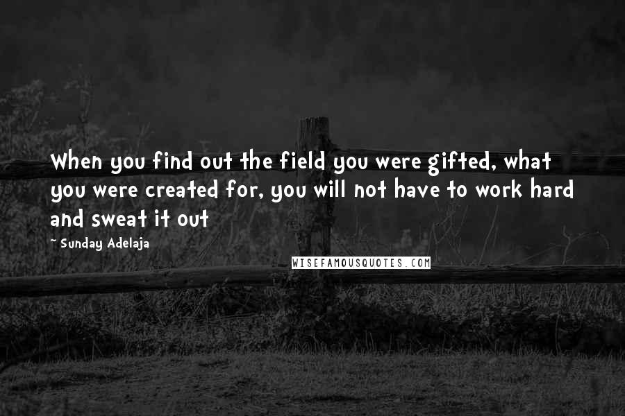 Sunday Adelaja Quotes: When you find out the field you were gifted, what you were created for, you will not have to work hard and sweat it out