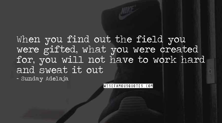 Sunday Adelaja Quotes: When you find out the field you were gifted, what you were created for, you will not have to work hard and sweat it out