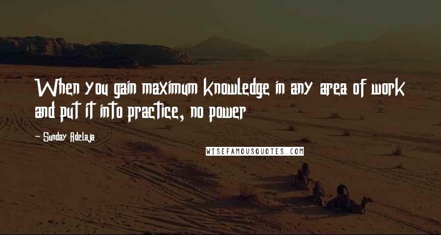 Sunday Adelaja Quotes: When you gain maximum knowledge in any area of work and put it into practice, no power