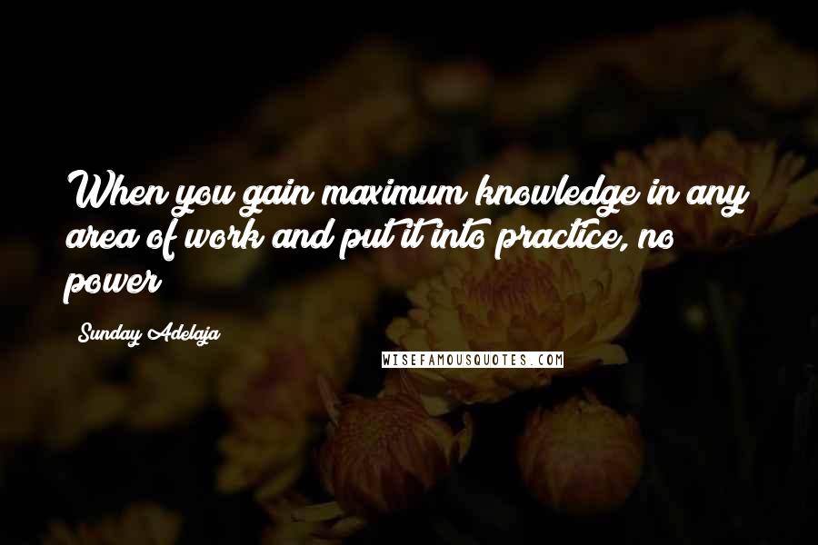 Sunday Adelaja Quotes: When you gain maximum knowledge in any area of work and put it into practice, no power