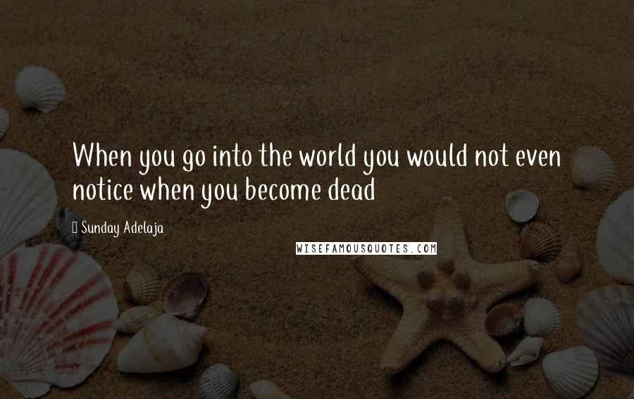 Sunday Adelaja Quotes: When you go into the world you would not even notice when you become dead