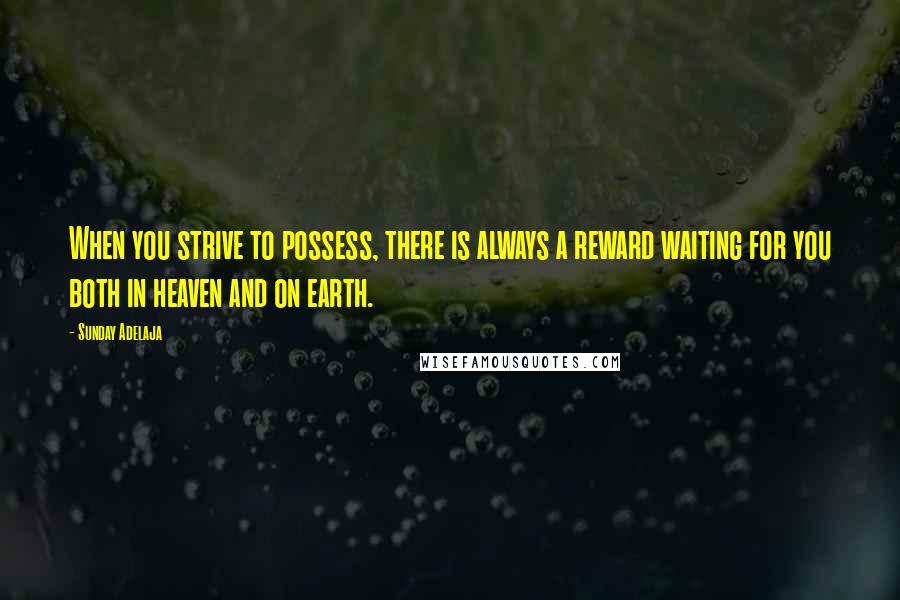 Sunday Adelaja Quotes: When you strive to possess, there is always a reward waiting for you both in heaven and on earth.