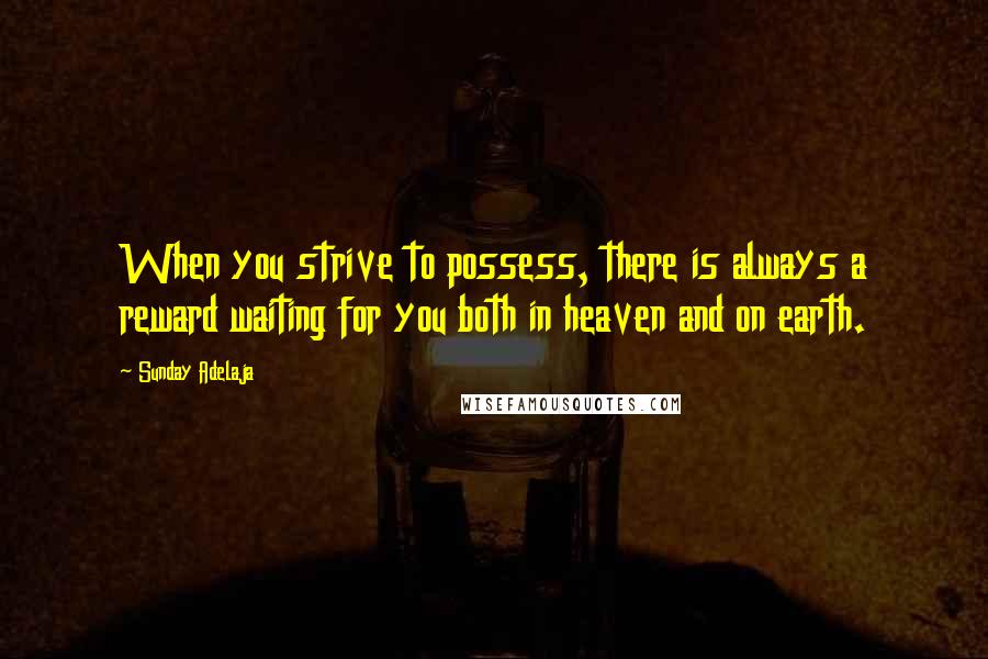 Sunday Adelaja Quotes: When you strive to possess, there is always a reward waiting for you both in heaven and on earth.