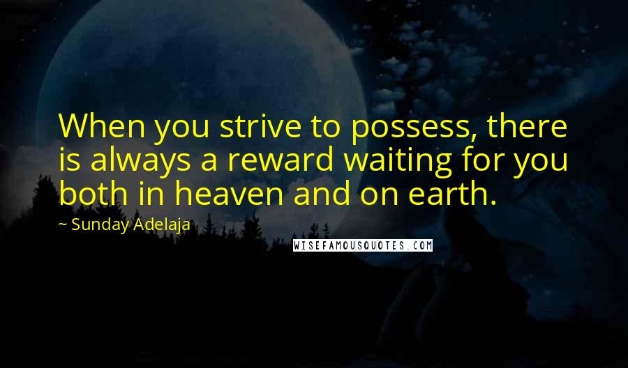 Sunday Adelaja Quotes: When you strive to possess, there is always a reward waiting for you both in heaven and on earth.