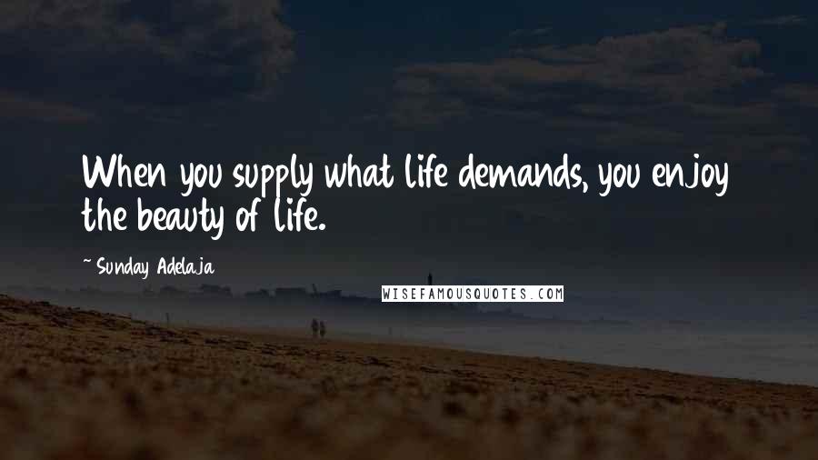 Sunday Adelaja Quotes: When you supply what life demands, you enjoy the beauty of life.