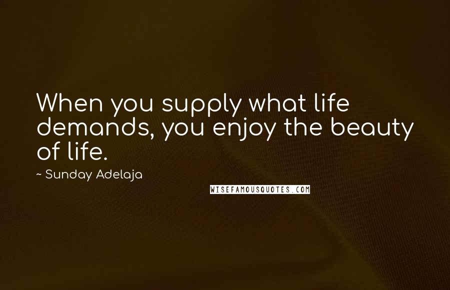 Sunday Adelaja Quotes: When you supply what life demands, you enjoy the beauty of life.