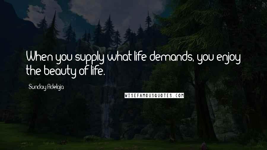 Sunday Adelaja Quotes: When you supply what life demands, you enjoy the beauty of life.