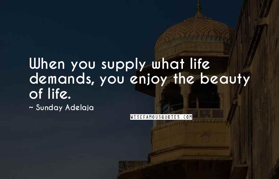 Sunday Adelaja Quotes: When you supply what life demands, you enjoy the beauty of life.