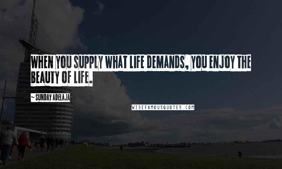 Sunday Adelaja Quotes: When you supply what life demands, you enjoy the beauty of life.