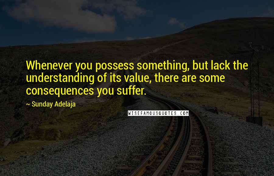 Sunday Adelaja Quotes: Whenever you possess something, but lack the understanding of its value, there are some consequences you suffer.
