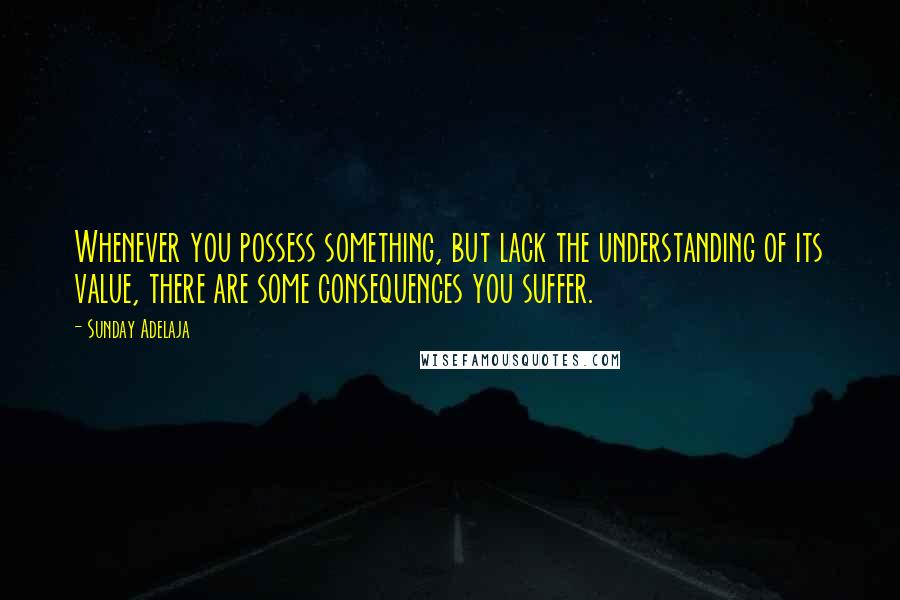 Sunday Adelaja Quotes: Whenever you possess something, but lack the understanding of its value, there are some consequences you suffer.