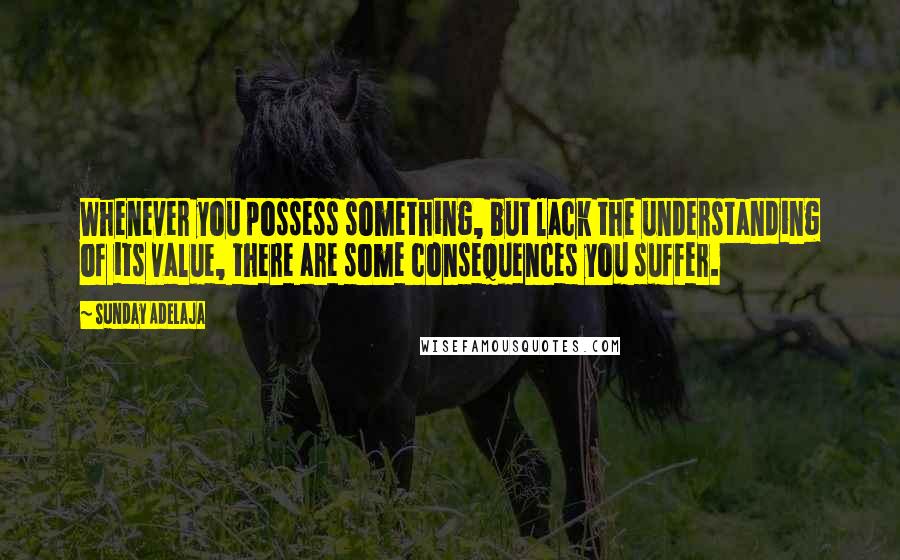 Sunday Adelaja Quotes: Whenever you possess something, but lack the understanding of its value, there are some consequences you suffer.