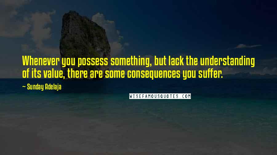 Sunday Adelaja Quotes: Whenever you possess something, but lack the understanding of its value, there are some consequences you suffer.