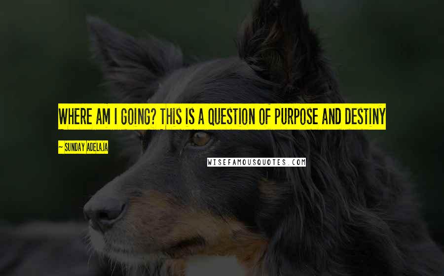 Sunday Adelaja Quotes: Where am I going? This is a question of purpose and destiny