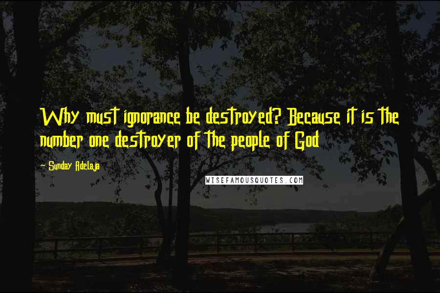 Sunday Adelaja Quotes: Why must ignorance be destroyed? Because it is the number one destroyer of the people of God