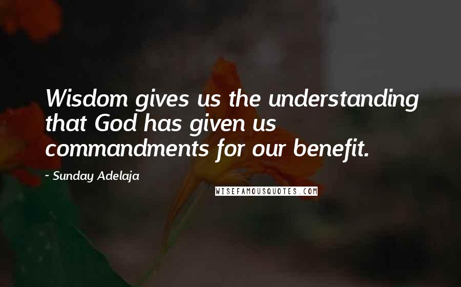 Sunday Adelaja Quotes: Wisdom gives us the understanding that God has given us commandments for our benefit.