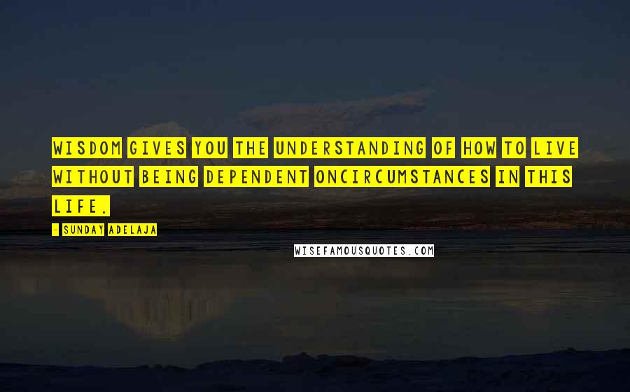 Sunday Adelaja Quotes: Wisdom gives you the understanding of how to live without being dependent oncircumstances in this life.