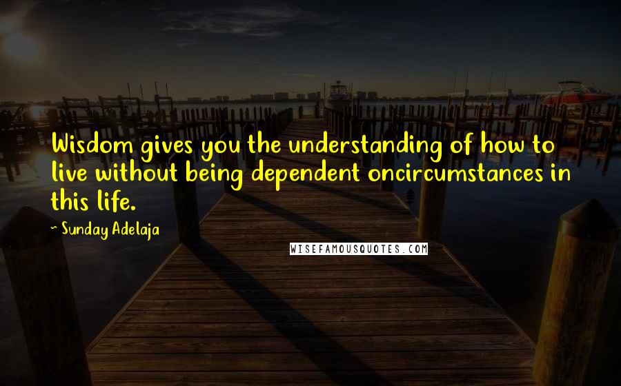 Sunday Adelaja Quotes: Wisdom gives you the understanding of how to live without being dependent oncircumstances in this life.