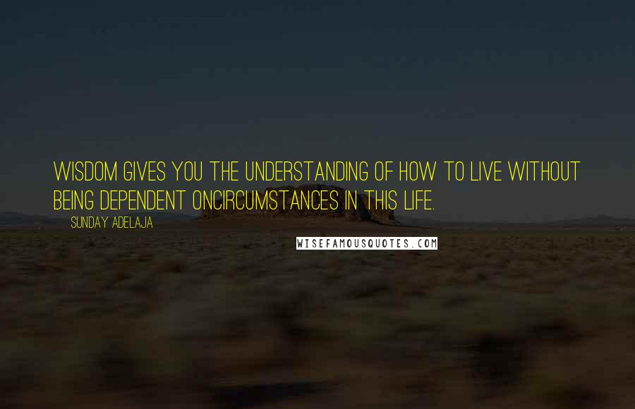 Sunday Adelaja Quotes: Wisdom gives you the understanding of how to live without being dependent oncircumstances in this life.