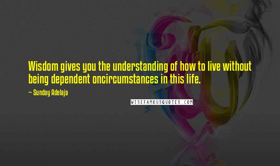 Sunday Adelaja Quotes: Wisdom gives you the understanding of how to live without being dependent oncircumstances in this life.