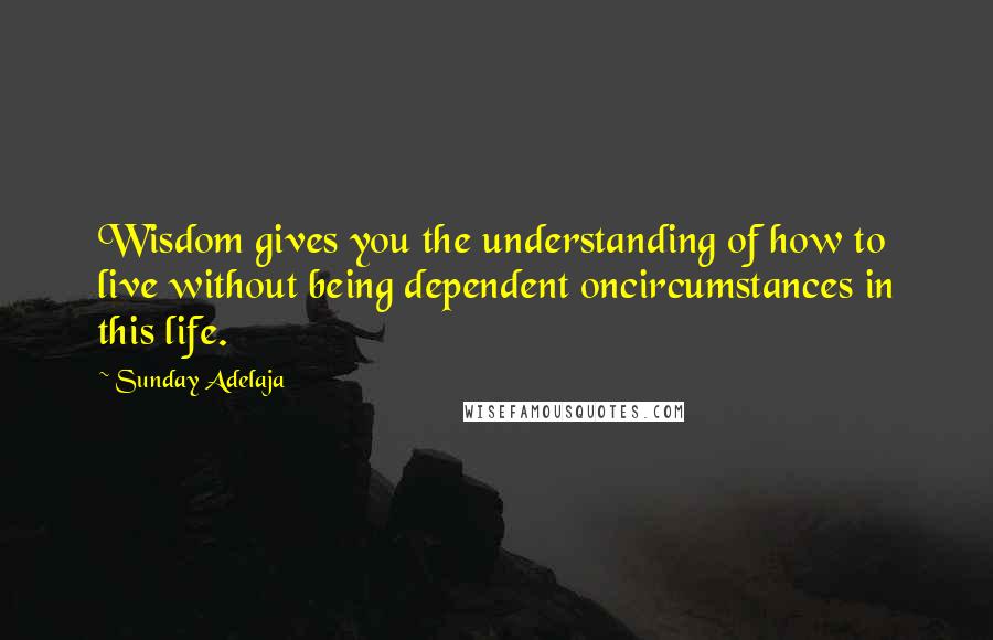 Sunday Adelaja Quotes: Wisdom gives you the understanding of how to live without being dependent oncircumstances in this life.