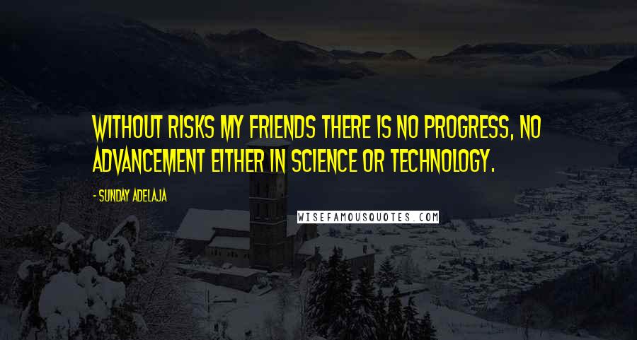 Sunday Adelaja Quotes: Without risks my friends there is no progress, no advancement either in science or technology.