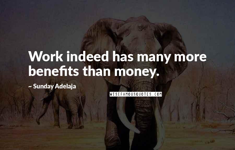 Sunday Adelaja Quotes: Work indeed has many more benefits than money.