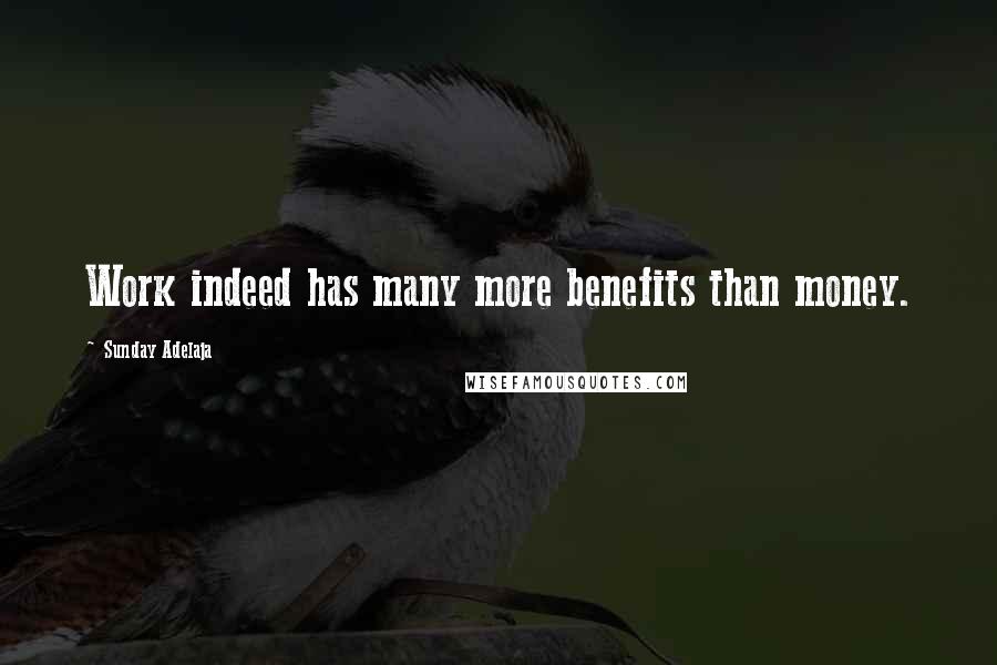 Sunday Adelaja Quotes: Work indeed has many more benefits than money.