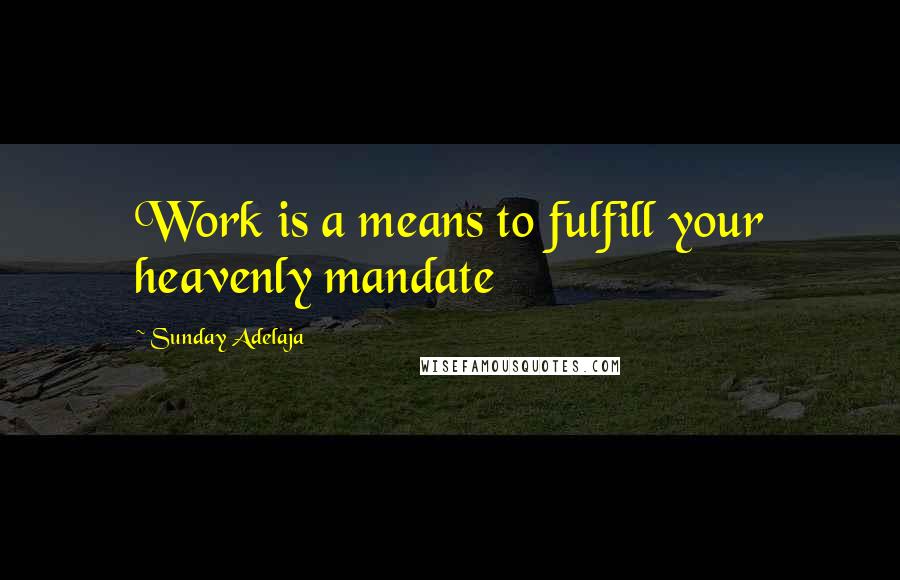 Sunday Adelaja Quotes: Work is a means to fulfill your heavenly mandate