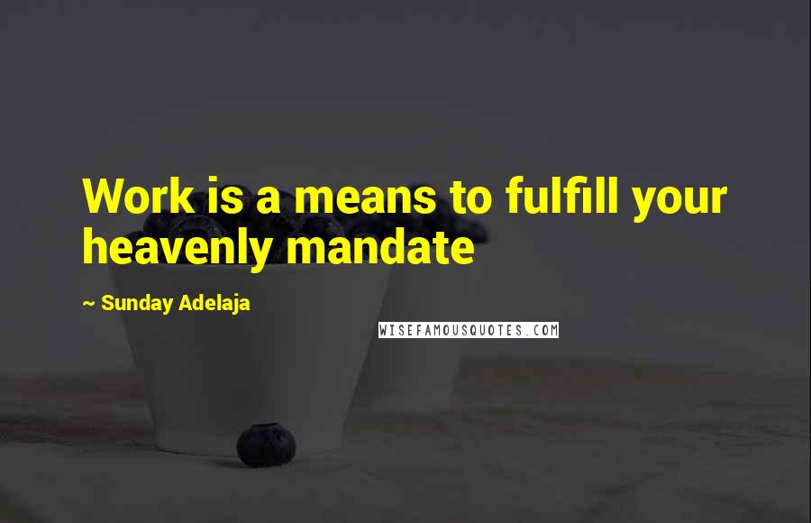 Sunday Adelaja Quotes: Work is a means to fulfill your heavenly mandate