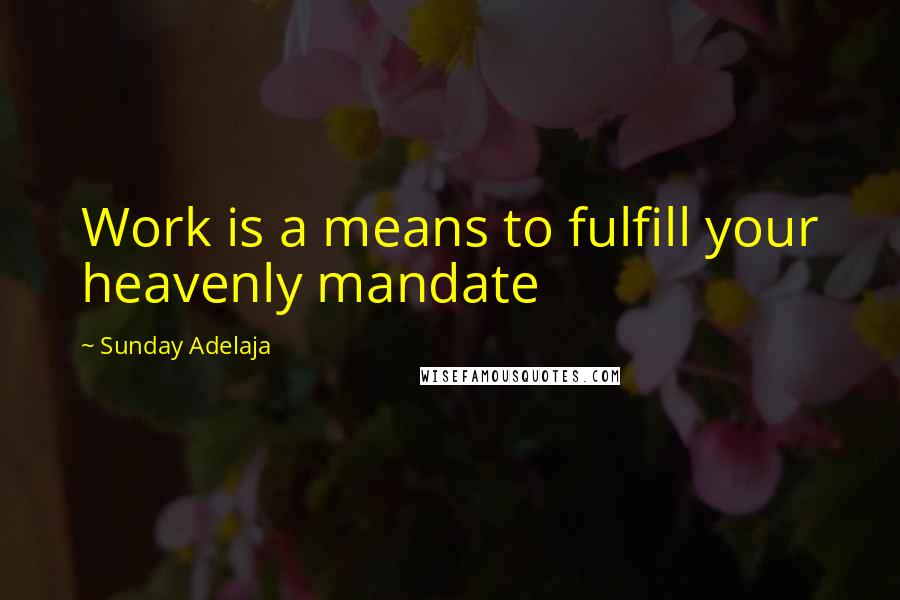 Sunday Adelaja Quotes: Work is a means to fulfill your heavenly mandate