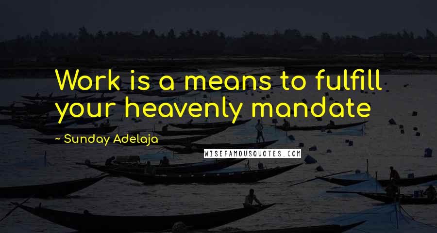 Sunday Adelaja Quotes: Work is a means to fulfill your heavenly mandate