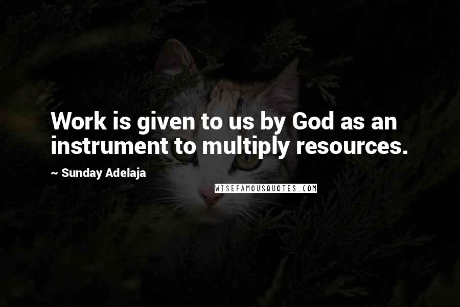 Sunday Adelaja Quotes: Work is given to us by God as an instrument to multiply resources.