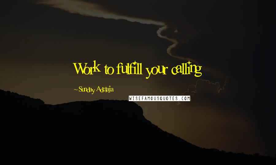 Sunday Adelaja Quotes: Work to fulfill your calling