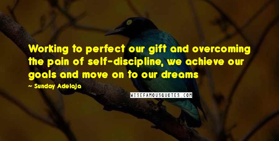 Sunday Adelaja Quotes: Working to perfect our gift and overcoming the pain of self-discipline, we achieve our goals and move on to our dreams