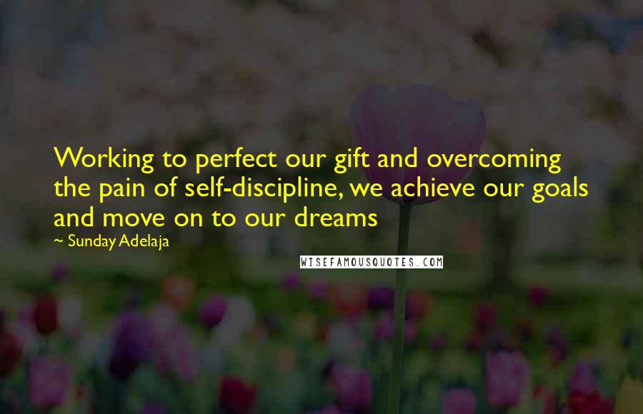 Sunday Adelaja Quotes: Working to perfect our gift and overcoming the pain of self-discipline, we achieve our goals and move on to our dreams