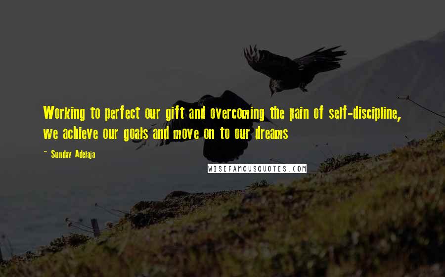 Sunday Adelaja Quotes: Working to perfect our gift and overcoming the pain of self-discipline, we achieve our goals and move on to our dreams