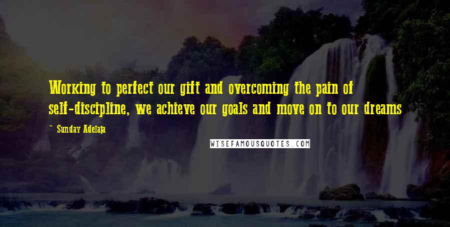 Sunday Adelaja Quotes: Working to perfect our gift and overcoming the pain of self-discipline, we achieve our goals and move on to our dreams